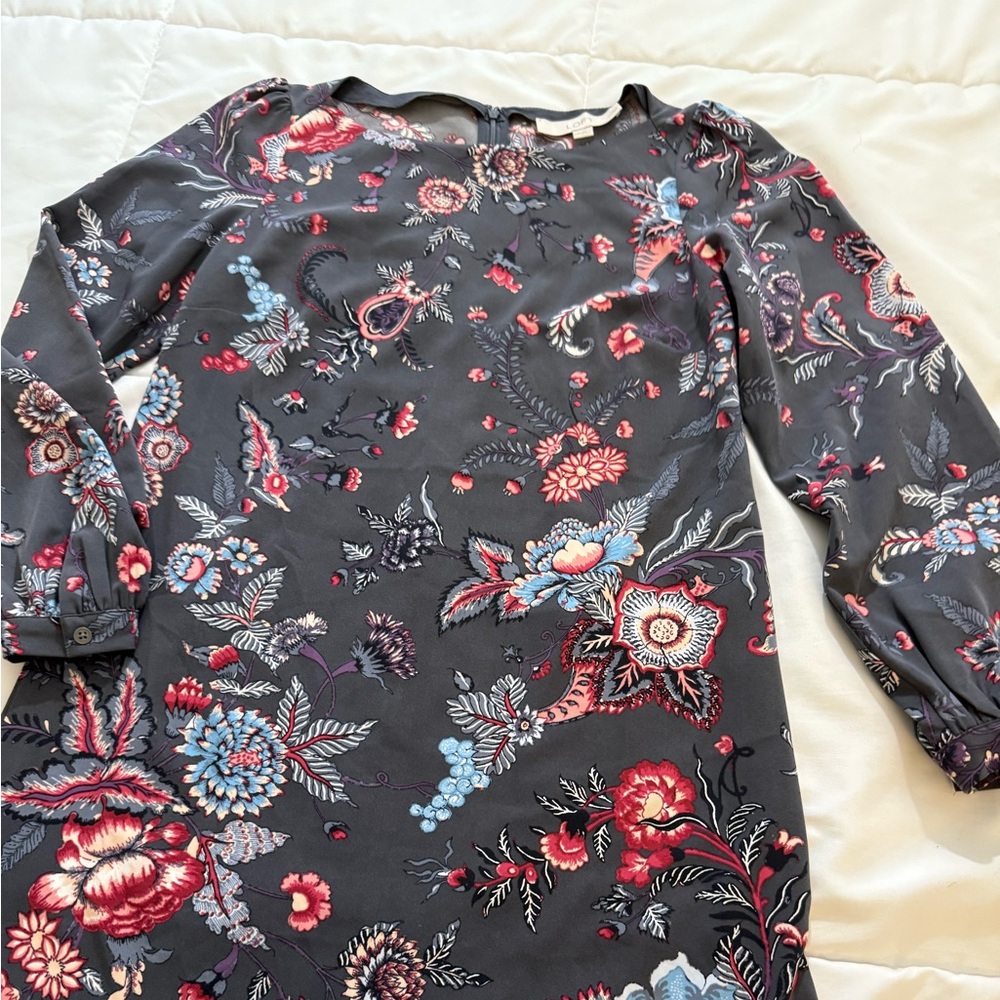 LOFT Paisley Patterned Dress with Pink and Gray Accents